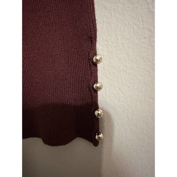 White House Black Market Button‎ Detail Tunic Dark Burgundy Size XS #972 - Picture 4 of 14